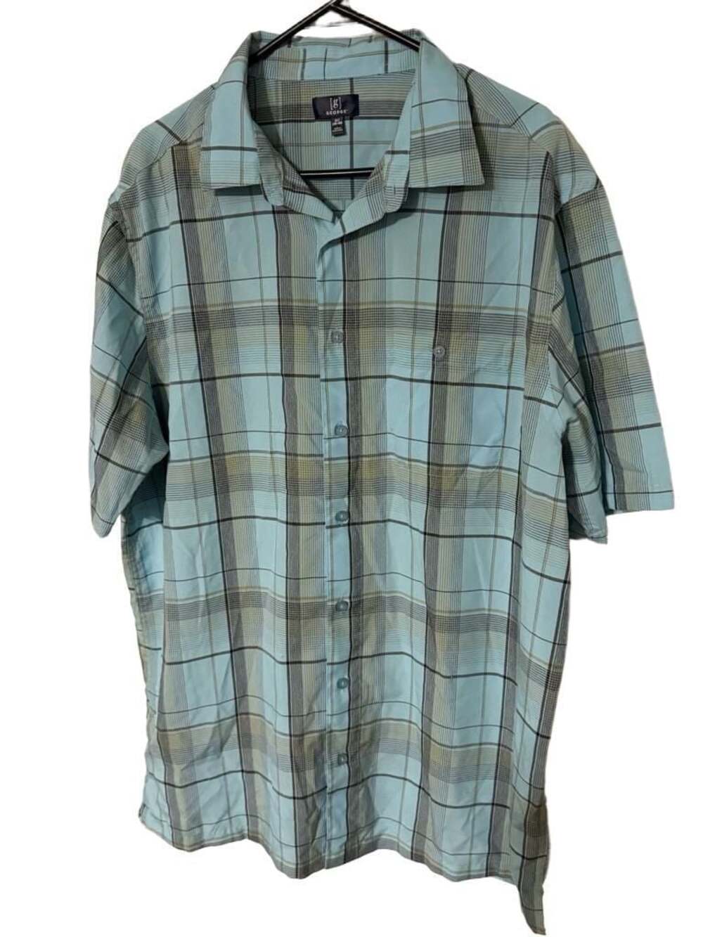 George Men's Short Sleeve Plaid Button-Down Shirt